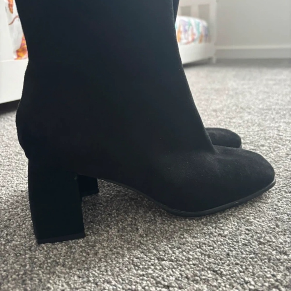 ASOS Black Suede Heeled Boots